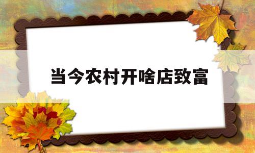 当今农村开啥店致富(现在农村开什么店赚钱)